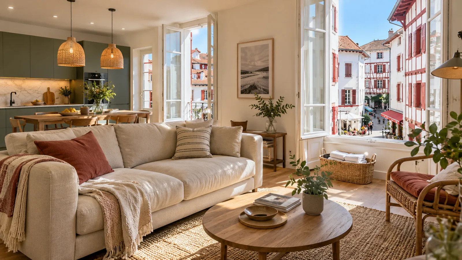 Séjour d'un appartement en location courte durée à Saint-Jean-de-Luz